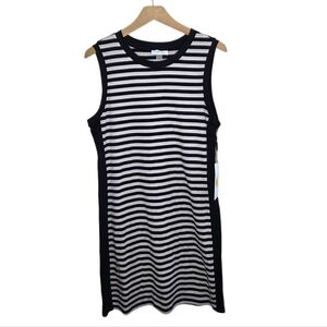 NWT Calvin Klein Black & Tan Striped Sleeveless Tank Dress Size Medium